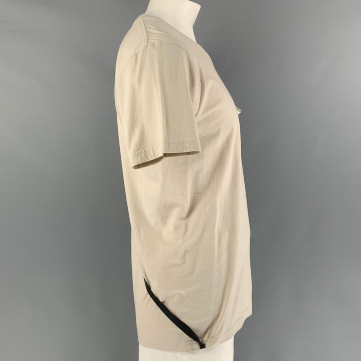 NICE COLLECTIVE Size L Beige Graphic Cotton Crew-Neck T-shirt