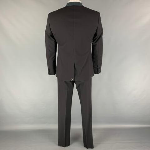 DOLCE & GABBANA Size 42 R Black Blue Two Toned Virgin Wool Tuxedo 3 Piece Suit