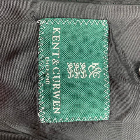 KENT CURWEN Size 46 Forest Green Black Velvet Cotton Peak Lapel Sport Coat