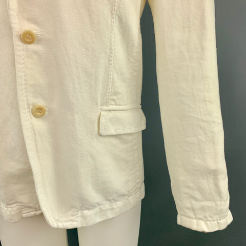 SACAI Chest Size S Off White Cotton / Linen Notch Lapel Panel Ruffle Sport Coat