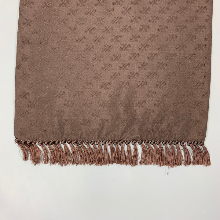 Bufanda JAEGER de seda marrón con flecos