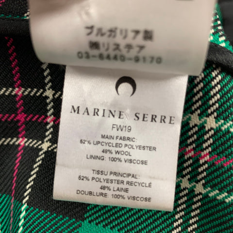 MARINE SERRE OI 19 Talla S Pantalones de vestir con bragueta y cremallera a cuadros de lana de poliéster multicolor verde