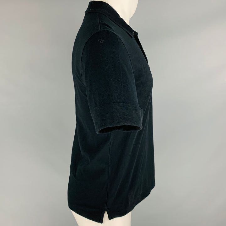 JIL SANDER Size M Black Mixed Fabrics Cotton Buttoned Polo