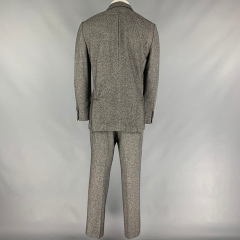 BRUNELLO CUCINELLI Size 44 Regular Grey Virgin Wool / Silk Peak Lapel Suit