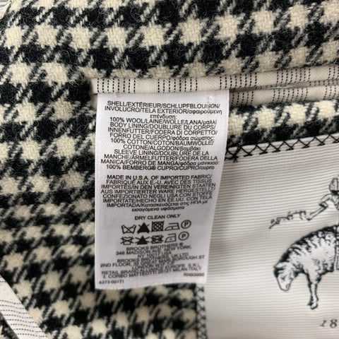 BLACK FLEECE Size 38 Black White Houndstooth Wool Notch Lapel Sport Coat