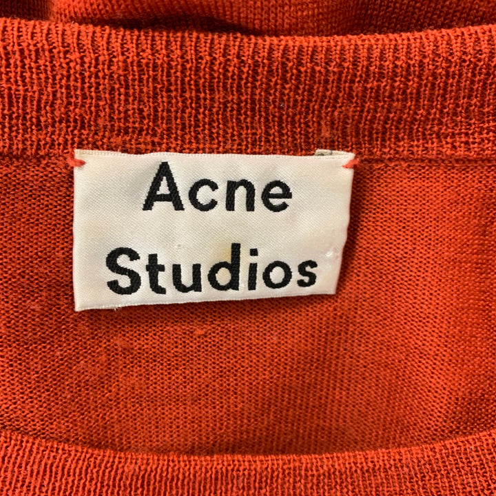 ACNE STUDIOS Size XS Orange Cream Stars Merino Wool Crew-Neck Pullover