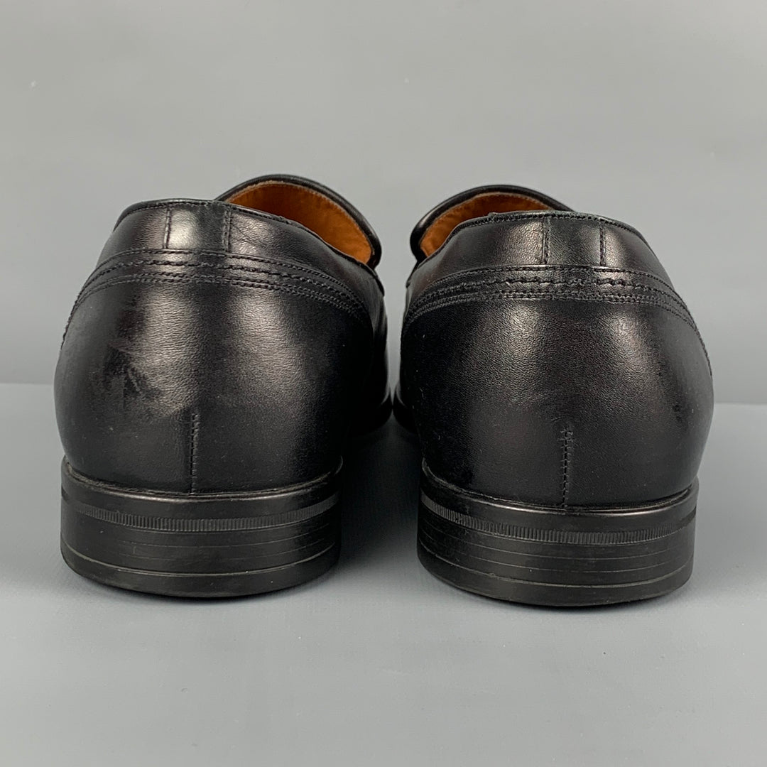 BALLY Size 10 Black Leather Belted Loafers