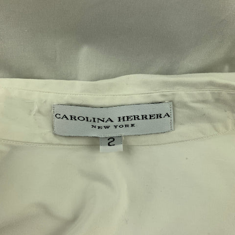 CAROLINA HERRERA Talla 2 Blusa clásica elástica blanca