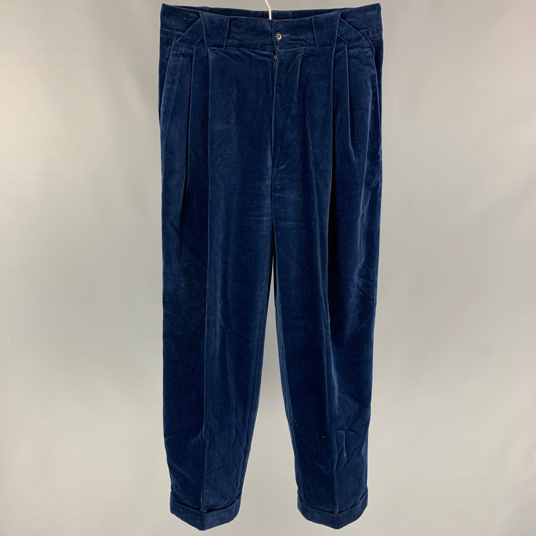 Vintage ISTANTE by GIANNI VERSACE Size 30 Navy Pleated Cotton 