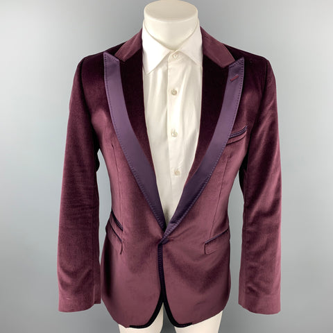 D&G by DOLCE & GABBANA Brad Size 42 Eggplant Purple Velvet Peak Lapel Sport Coat