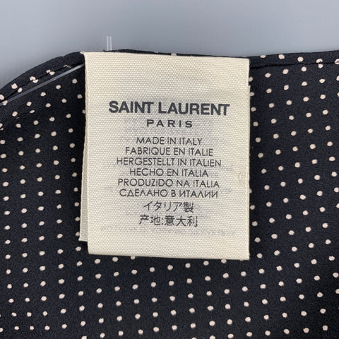 SAINT LAURENT Black White Polka Dot Silk Shawl