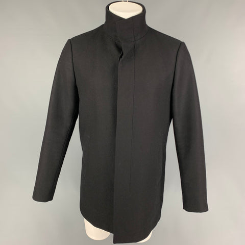 THEORY Size M Black Wool Blend Hidden Placket Coat