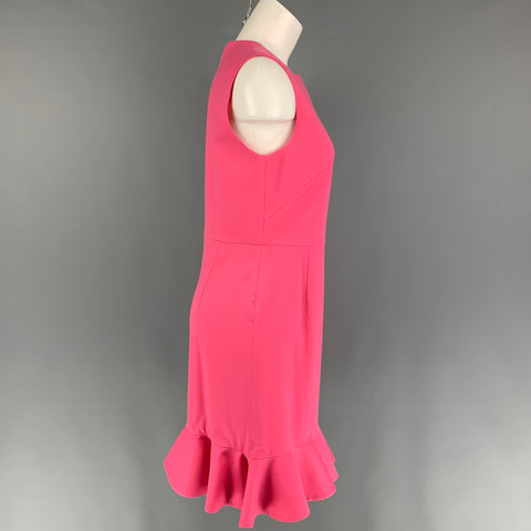 VALENTINO Size 8 Pink Wool Blend Ruffled Sleeveless Dress
