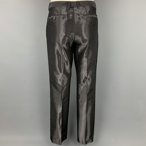 CALVIN KLEIN COLLECTION Size 40 Black Metallic Viscose Blend Notch Lapel Suit