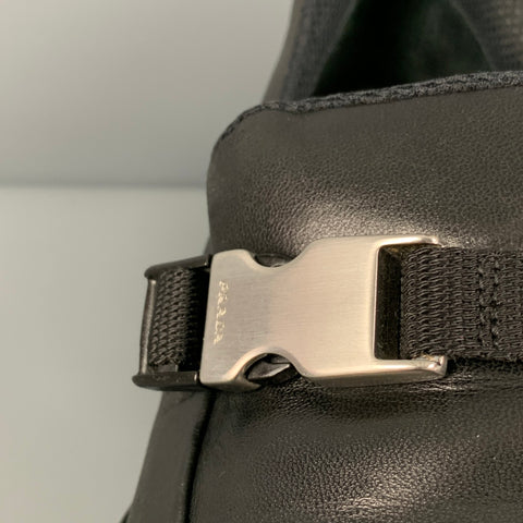 PRADA Size 9.5 Black Leather Slip On Loafers