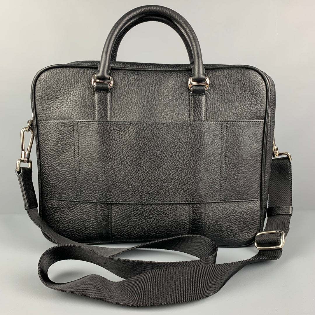 BALLY Black Textured Leather Briefcase Bag