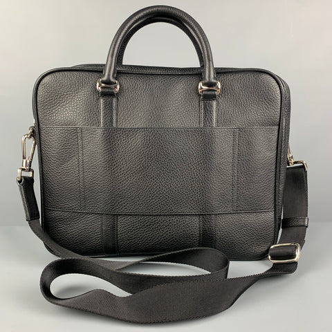 BALLY Black Textured Leather Briefcase Bag