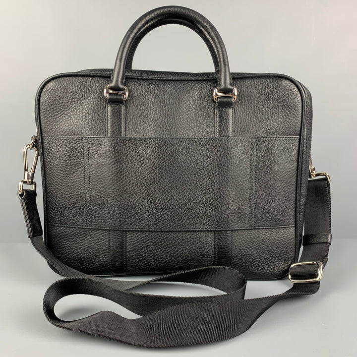 BALLY Black Textured Leather Briefcase Bag