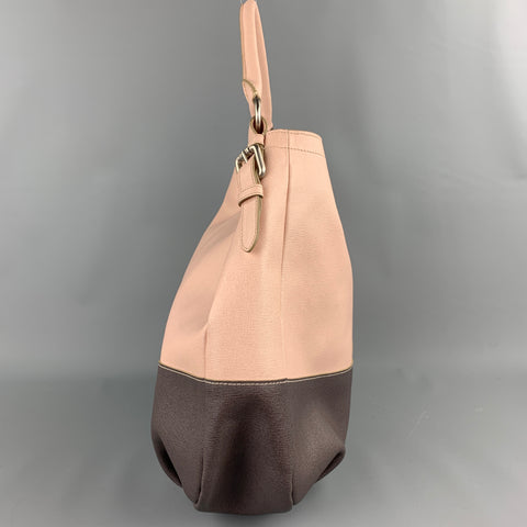 BEVINI Pink & Purple Color Block Leather Tote Handbag