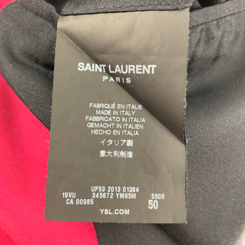 SAINT LAURENT Size 40 Raspberry & Black Wool Notch Lapel Sport Coat
