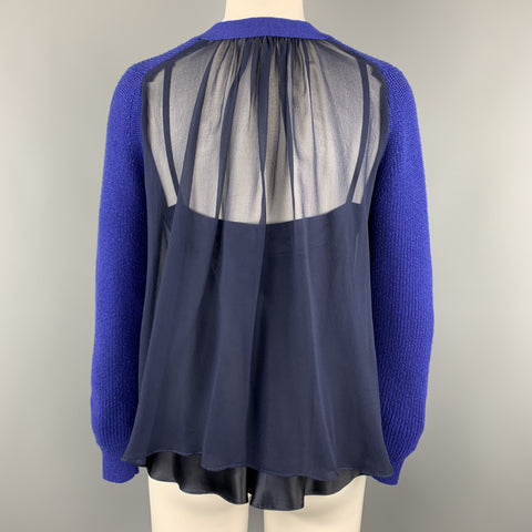 SACAI Taille M Bleu Mousseline Camisole Dos Cardigan