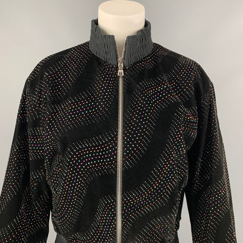 MARC JACOBS Size 2 Black Acetate Blend Rhinestone Embellishment Jacket