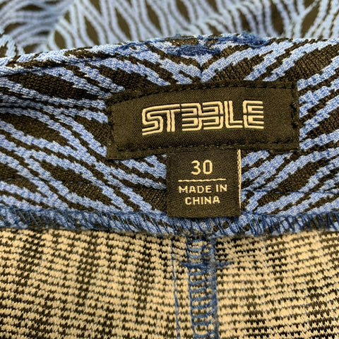 STEELE Size 30 Blue Black Rhombus Polyester Elastane 70's Shorts