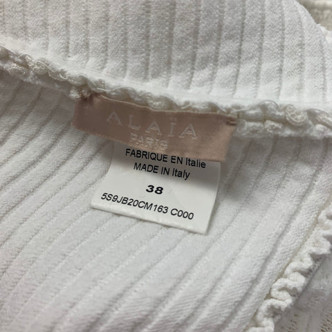 ALAIA Falda hasta la rodilla con círculo texturizado de mezcla de algodón blanco talla 4