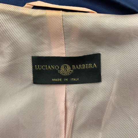 LUCIANO BARBERA Taille 12 Blazer court à revers cranté en soie marine