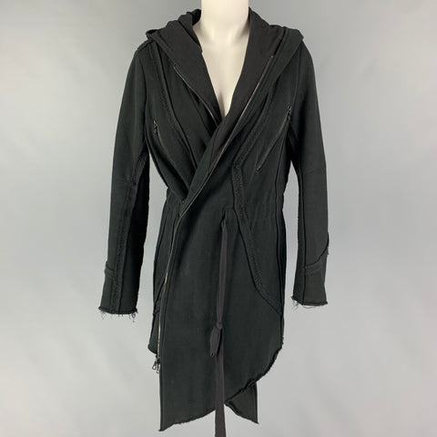 MISOMBER NUAN Size 0 Black Cotton Blend Zip Up Snaps Coat