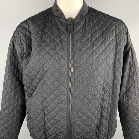 CALVIN KLEIN COLLECTION Size 42 Black Quilted Nylon Zip Up Jacket