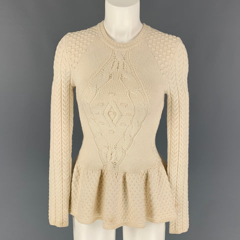 Vintage RONNY KOBO Tamaño XS Crema Viscosa Mezcla Texturizada Suéter Acampanado