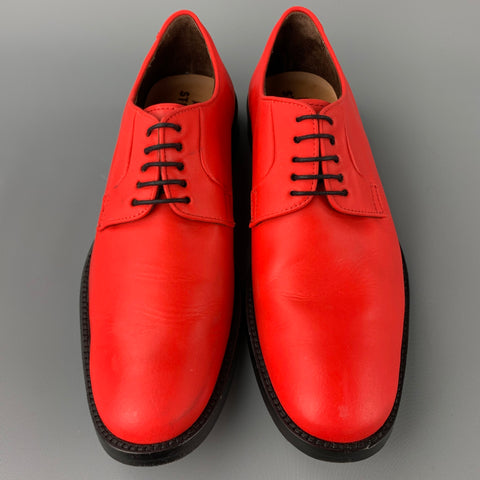 ACNE STUDIOS Size 9 Red Leather Cap Toe Lace Up Shoes
