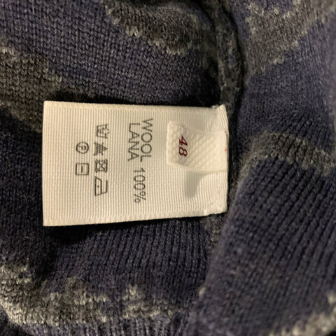 MICHAEL BASTIAN Size S Grey &  Navy Knit Lana Wool Sweater