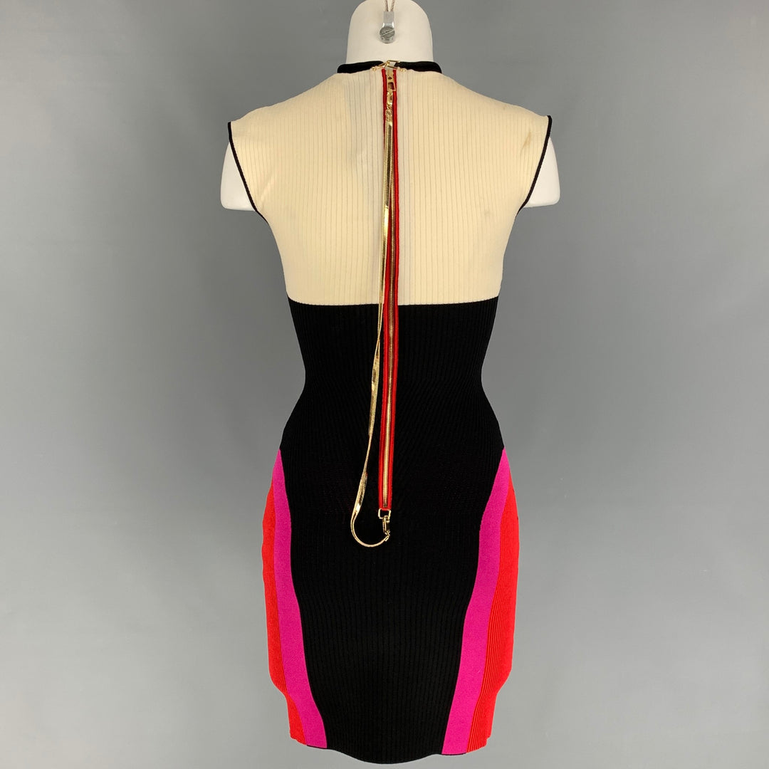 AZ FACTORY Size S Cream Black Red Viscose Blend Color Block Sleeveless Dress