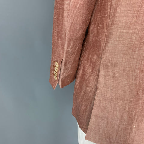 ERMENEGILDO ZEGNA Size 44 Brick Cream Wool Blend Notch Lapel Sport Coat