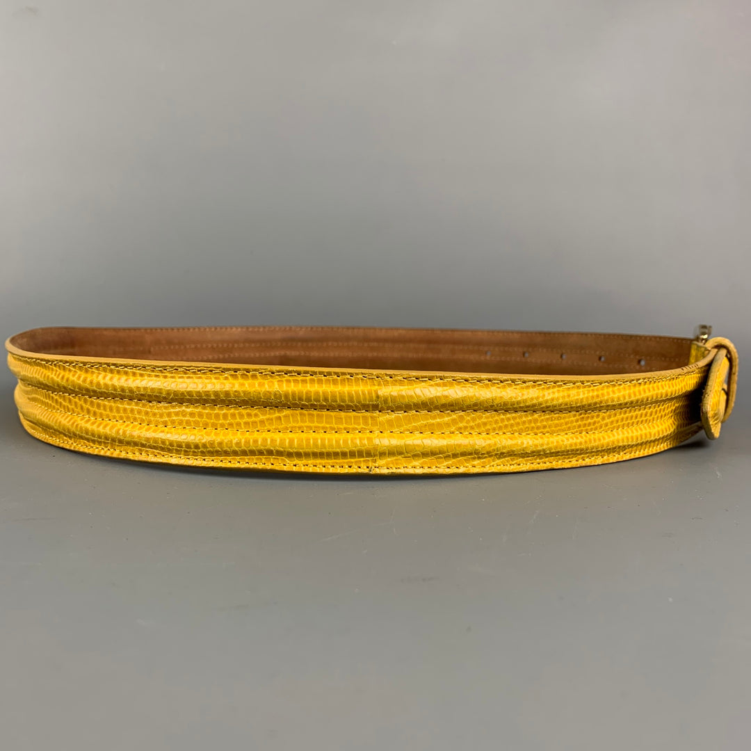 BURBERRY PRORSUM Size 32 Yellow Textured Leather Belt