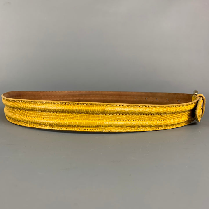 BURBERRY PRORSUM Size 32 Yellow Textured Leather Belt