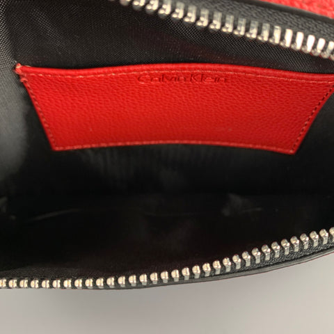 CALVIN KLEIN Red Pebble Grain Leather Fanny Pack
