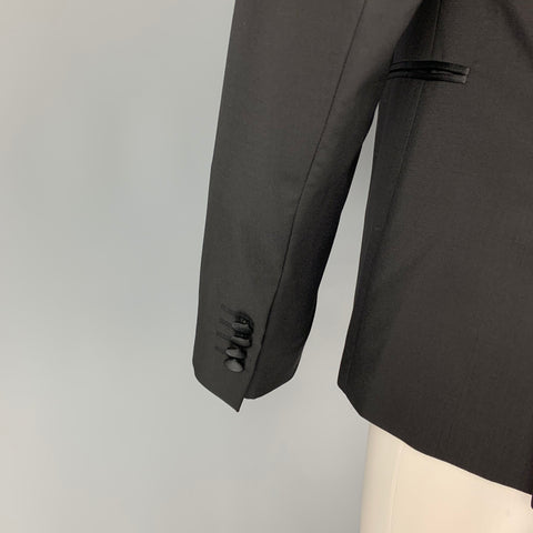 PAUL SMITH Size 40 Black Wool Mohair Tuxedo Sport Coat