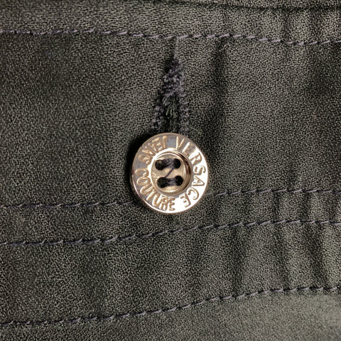 Vintage VERSACE JEANS COUTURE Size M Black Cotton Full Zip Silver Buttons Bomber Jacket