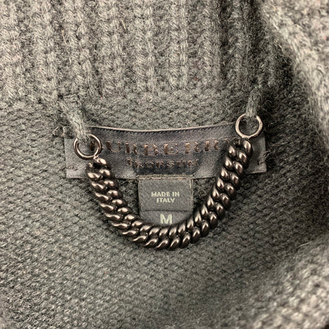 BURBERRY PRORSUM by Christopher Bailey Fall 2012 Size M Multi-Color & Green Geometric Cashmere Pullover Cowl Neck Sweater