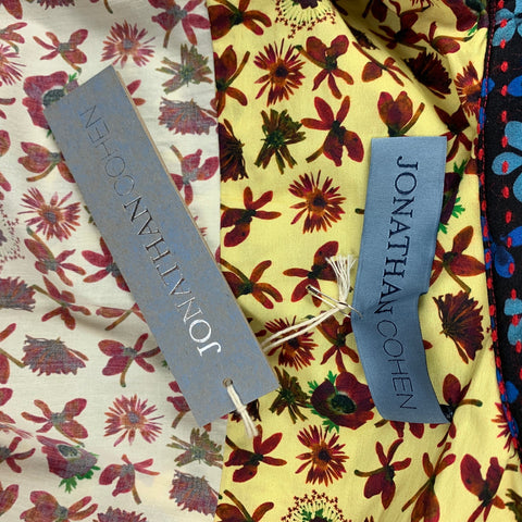 JONATHAN COHEN Size S Yellow Blue Graphic Silk Short Sleeve Glen Shirt
