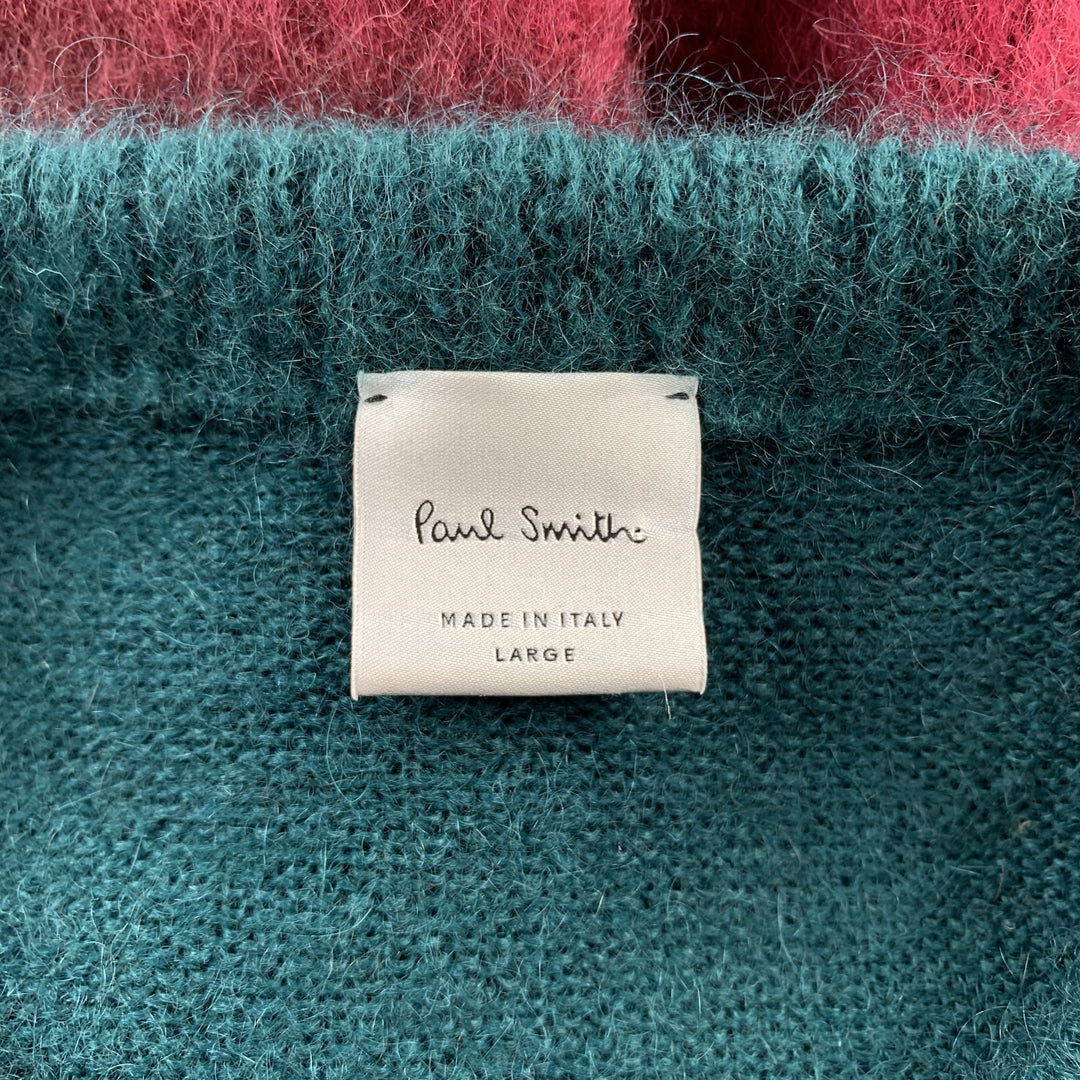 PAUL SMITH Size L Multi-Color Textured Mohair Blend Crew-Neck Sweater