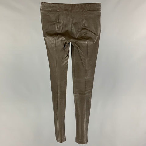 THE ROW Taille XS Vert Olive Peau d’Agneau Leggings à Ceinture Élastique