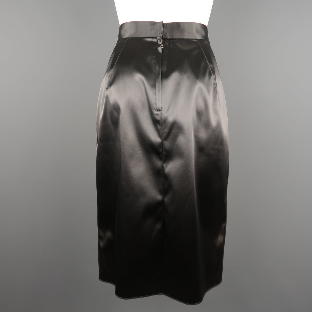 DOLCE & GABBANA Size 4 Gray Stretch Satin Darted Pencil Skirt