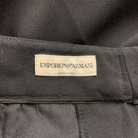 EMPORIO ARMANI Size 4 Black Wool Blend Wide Leg Dress Pants