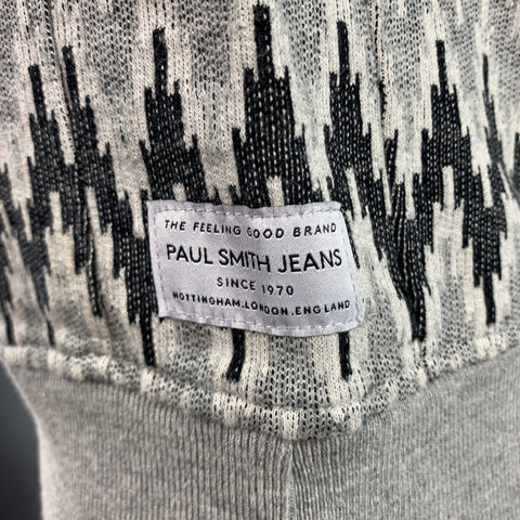 PAUL SMITH JEANS Size S Zig Zag Grey Cotton Crew-Neck Pullover Sweater