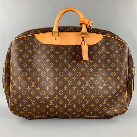 LOUIS VUITTON Alize 2 Poches Brown Leather Monogram Vachetta Trim Canvas Travel Bag