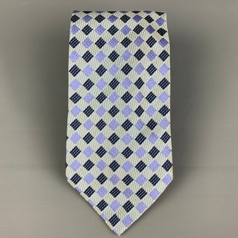 ROMEO GIGLI Light Blue Purple Checkered Silk Tie